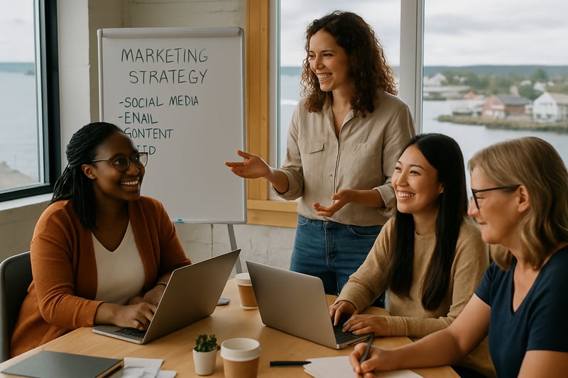 Entrepreneurial women collaborating during a workshop in Atlantic Canada