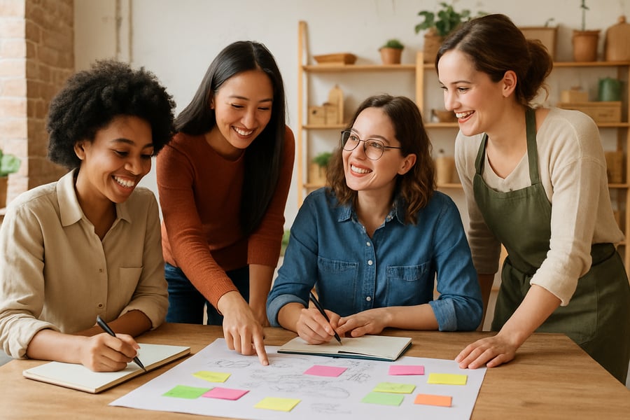 Women entrepreneurs collaborating in a workshop
